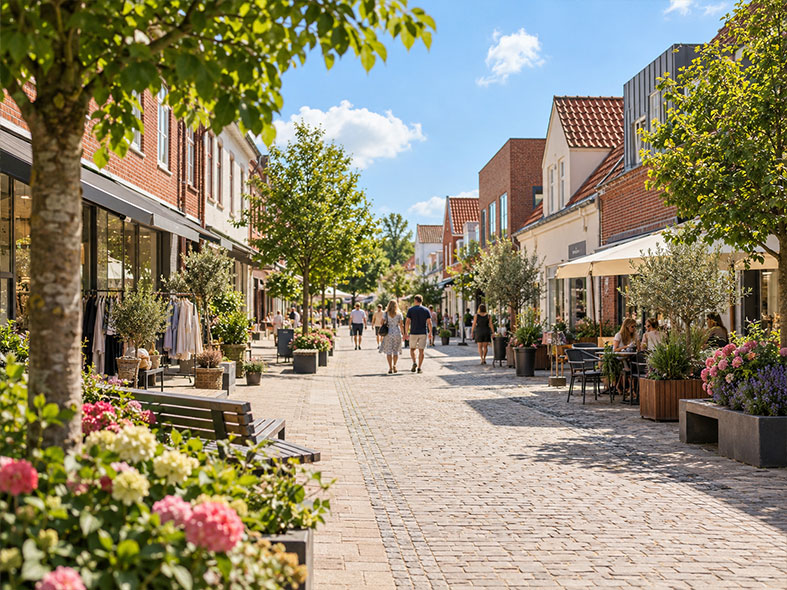 parafrase af gågade-miljø i Vejen i Jylland